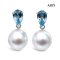 Approx. 10.5 mm, White South Sea Pearl, Drop Sky Blue Topaz Dangle Pearl Stud Earrings