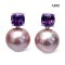 Approx. 13.0 mm, Edison Pearl, Amethyst Cushion Cut dangle Pearl Stud Earrings