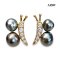 Approx. 6.0 mm, Keshi Tahitian Pearl, Caterpillar CZ Pearls Stud Earrings
