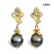 14.6 mm and 14.7 mm, Tahitian Pearl, Flower Dangle Pearl Stud Earrings