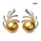 Approx. 12.0 mm up, Gold South Sea Pearl, Plume Diamond Paved Pearl Stud Earrings