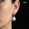 12.6 mm and 12.7 mm, The Rock Premium, White South Sea Pearl, O Ring Diamond Paved Dangle Pearl Stud Earrings