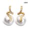 9.2 mm and 9.3 mm, White South Sea Pearl, Spiral Ribbon Diamond Paved Pearl Stud Earrings