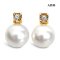 11.3 mm and 11.5 mm, White South Sea Pearl, C Clamp Solitaire Diamond Pearl Stud Earrings