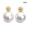 11.1 mm and 11.1 mm, White South Sea Pearl, Vivian Diamond Pearl Stud Earrings