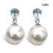Approx. 11.8 mm, White South Sea Pearl, Aquamarine Pear Shape Dangle Pearl Stud Earrings