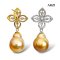 Approx. 13.0 mm, Gold South Sea Pearl, Flower Moissanite Paved Dangle Pearl, Stud Earrings