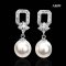 Approx. 9.0 mm, White South Sea Pearl, O CZ Dangle Pearl Earrings
