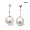 Approx. 9.0 mm, White South Sea Pearl, Dot Chain Dangle Pearl Stud Earrings