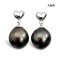 Approx. 9.0 mm, Tahitian Pearl, Heart Dangle Pearl Stud Earrings