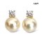 Approx. 6.5 mm up, Akoya Pearl, Diamond Dot Pearl Stud Earrings