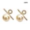 6.1 mm and 6.2 mm, Moonlight Lot, Akoya Pearl, Bar Circle Diamond Paved Stud Earrings
