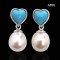 Approx. 8.0 mm, Akoya Pearl, Heart Synthetic Turquoise Dangle Pearl