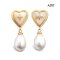 Approx. 8.0 mm, Freshwater Pearl, Heart Dangle Pearl Stud Earrings