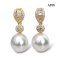 Approx. 10.0 mm, White South Sea Pearl, Sail CZ Paved Dangle Pearl Stud Earrings
