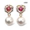Approx. 8.0 mm, Akoya Pearl, Garnet Halo White Topaz Stud Earrings with Pearl Jacket