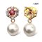 Approx. 8.0 mm, Akoya Pearl, Garnet Halo White Topaz Stud Earrings with Pearl Jacket