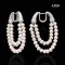 Approx. 4.5 - 5.0 mm, AK Pearl, Double Layers Mini Strand Pearl Double Fangs Latch Back Earrings