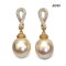 13.7 mm and 13.7 mm, Gold South Sea Pearl, Infinity CZ Paved Dangle Pearl Stud Earrings