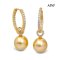 Approx. 11.0 mm, Gold South Sea Pearl, Hoop CZ Earrings with Pearl Jacket