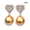 Approx. 12.0 mm, Gold South Sea Pearl, Heart CZ Paved Dangle Pearl Stud Earrings