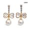 Approx. 8.0 mm, Akoya Pearl, Double Heart Dangle Pearl Stud Earrings