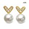 Approx. 5.5-6.0 mm, AK Pearl, Mini Heart CZ Paved Pearl Stud Earrings