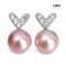 Approx. 8.0 mm, Edison Pearl, Heart CZ Pearl Stud Earrings