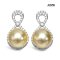 10.6 - 10.7 mm, Gold South Sea Pearl, Infinity Lab Grown Diamond Pearl Stud Earrings