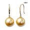11.7 mm and 11.8 mm, Gold South Sea Pearl, Fish Hooks Dangle Pearl Earrings