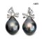 Approx. 9.0 mm, Lunar Gray Lot, Tahitian Pearl, Bow Diamond Pearl Stud Earrings