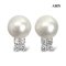 9.8 mm and 9.9 mm, White South Sea Pearl, Flower Diamond Pearl Stud Earrings