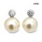 Approx. 7.0 mm, Moonlight Lot, Akoya Pearl, Diamond Dot Stud Earrings