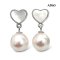 Approx. 8.0 mm, Akoya Pearl, Heart MOP Dangle Pearl Stud Earrings