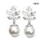 13.0 mm and 13.0 mm, White South Sea Pearl, Leaf Dangle Pearl Stud Earrings