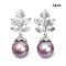 Approx. 13.0 mm, Edison Pearl, Leaf Dangle Pearl Stud Earrings