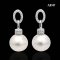 Approx. 9.0 - 10.0 mm, Edison Pearl, O Rings CZ Dangle Pearl Stud Earrings