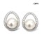 Approx. 7.0 mm, Moonlight Lot, Akoya Pearl, Drop Setting CZ  Paved Pearl Earrings
