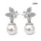 Approx. 10.0 mm, Edison Pearl, Lilly CZ Paved Pearl Stud Earrings