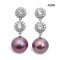 Approx. 13.0 mm, Edison Pearl, Double CZ Halo Dangle Pearl Stud Earrings