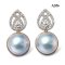 Approx. 13.0 mm, Blue Topia Lot, Amami Oshima Mabe Pearl, Royal Drop Moissanite Paved Dangle Pearl Stud Earrings