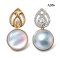 Approx. 13.0 mm, Blue Topia Lot, Amami Oshima Mabe Pearl, Royal Drop Moissanite Paved Dangle Pearl Stud Earrings