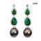 Approx. 11.5 - 12.0 mm, Tahitian Pearl, Double Drop Dangle Pearl Stud Earrings