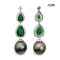 Approx. 11.5 - 12.0 mm, Tahitian Pearl, Double Drop Dangle Pearl Stud Earrings