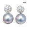 Approx. 13.0 mm, Blue Topia Lot, Amami Oshima Mabe Pearl, Coin Moissanite Paved Dangle Pearl Stud Earrings
