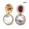 Approx. 13.0 mm, Blue Topia Lot, Amami Oshima Mabe Pearl, Garnet Halo White Zircon Paved Dangle Pearl Stud Earrings