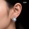Approx. 13.0 mm, Blue Topia Lot, Amami Oshima Mabe Pearl, Plume Moissanite Paved Pearl Stud Earrings