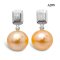 Approx. 12.0 - 13.0 mm, Edison Pearl, Silver Plate Dangle Pearl Stud Earrings
