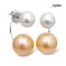Approx. 9.0 - 13.0 mm, Edison Pearl, Arch Bridge Double Pearl High-Low Stud Earrings
