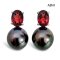 9.4 mm and 9.4 mm, Tahitian Pearl, Four Prongs Garnet Pearl Stud Earrings